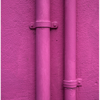 "Pink", surface mounted plumbing, Burano, Italy, 2017